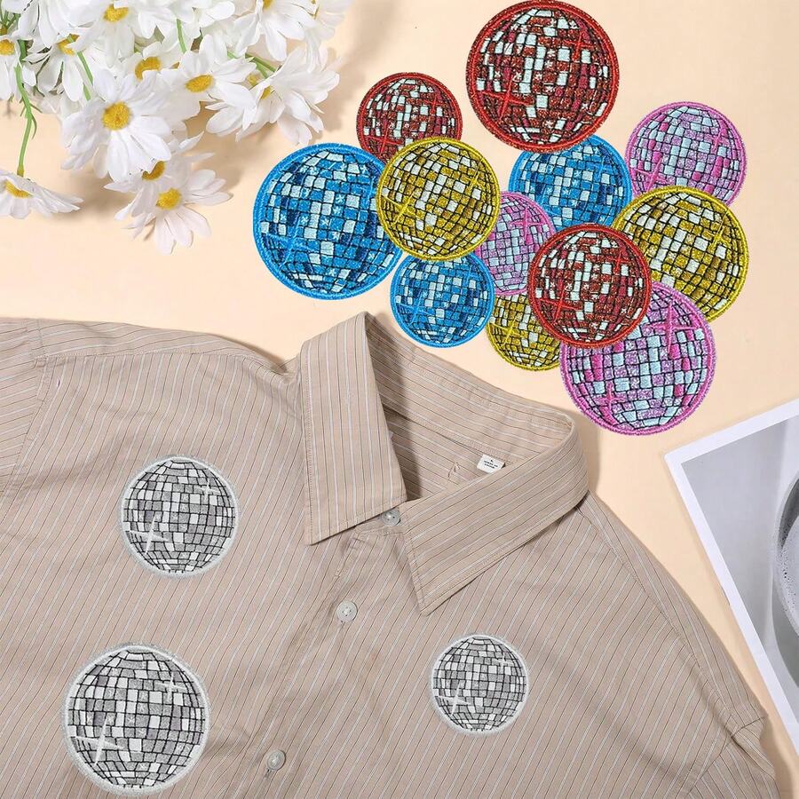 Disco Planet 貼布繡飾片衣物配件 平面刺繡貼片 適用於衣物、包包、鞋子、帽子、居家裝飾 熱轉印 - 熨燙款 - 查看 1