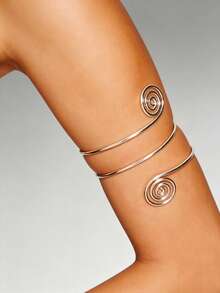 1pc New Punk Style Metal Spiral Bracelet Arm Band - Gold - View 4