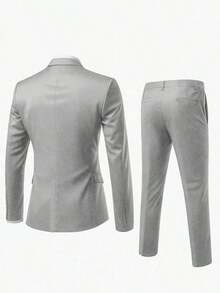 Conjunto de traje casual ligero para hombres, incluye chaqueta y pantalones, corte slim, adecuado para primavera, verano y otoño (la tela es delgada, no apta para invierno) - Caqui - Ver 7