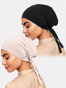 2 piezas Sombrero pañuelo de mujer con diseño de lazo, gorra base pañuelo adecuado para uso diario - multicolor - Ver 10