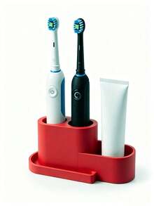 1 pieza Soporte para cepillo de dientes eléctrico de 3 ranuras, opcional negro/blanco, almacenamiento de partición para cepillo de dientes y pasta de dientes, estante para cepillo de dientes, material de plástico ABS, espacio de almacenamiento extra para pasta de dientes, desmontable y fácil de limpiar, organizador de baño de lujo, esencial para el lavabo del hogar - Múltiples estilos i - Ver 9