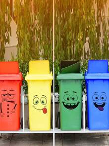 Assorted Funny Cartoon Expression Wall Stickers, Cute Face & Monster Decals, DIY Self-Adhesive Waterproof Vinyl Peel And Stick, For Home Storage Boxes, Trash Cans, Refrigerator, Toy Organizers, Toilet Lid Art Decor - A - View 5