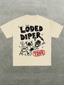 Plus Size Women's T-Shirts With Typography Inspired By The L'Ped Diper Brand, 100% Cotton, 220g, Casual Printed T-Shirt, Round Neck, Short Sleeve, For Going Out, Gift, Summer, Unisex.|Exquisite Design| Loose And Comfortable| Easy To Match| - 杏子 2 - 查看 1