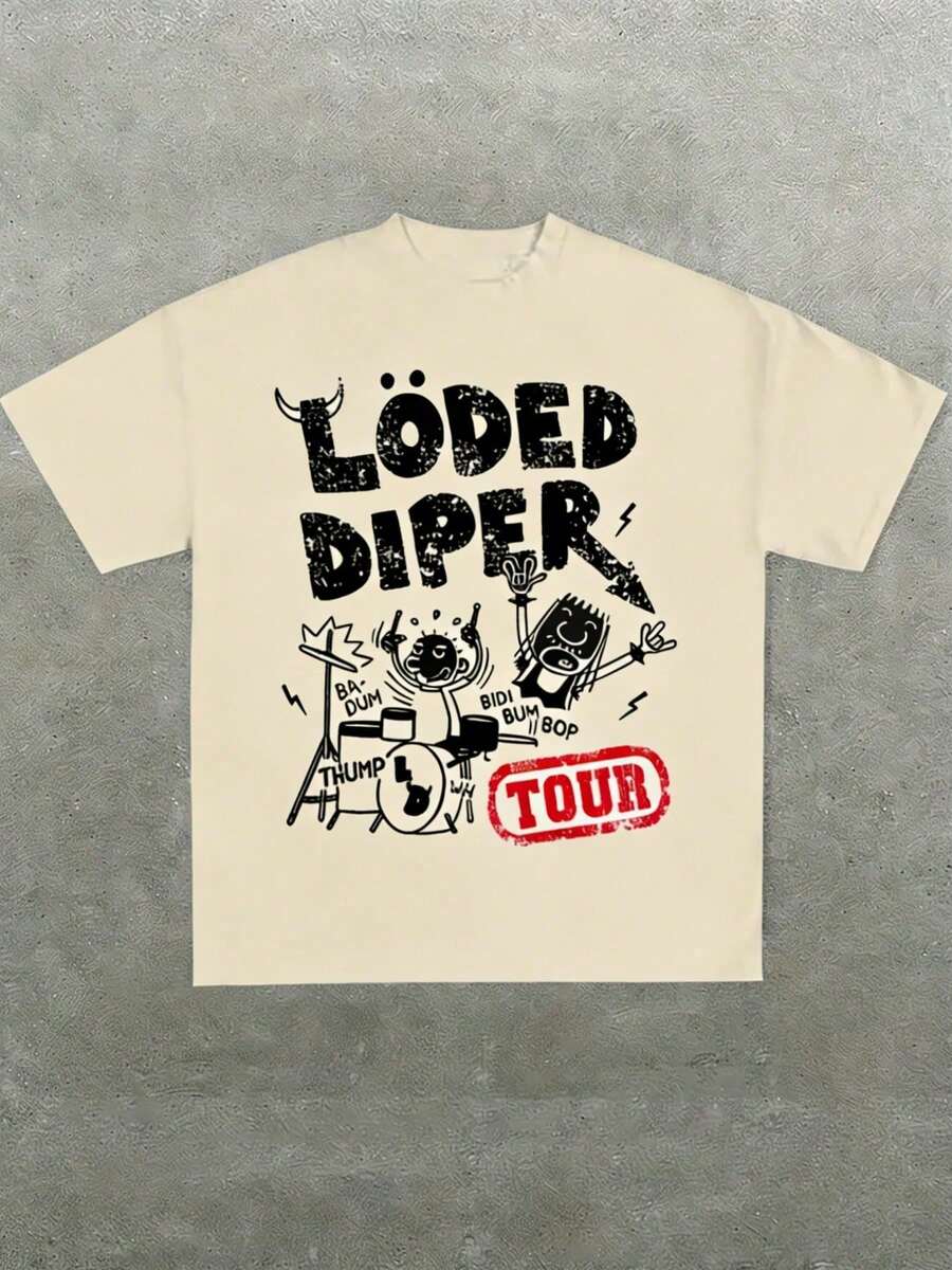 Plus Size Women's T-Shirts With Typography Inspired By The L'Ped Diper Brand, 100% Cotton, 220g, Casual Printed T-Shirt, Round Neck, Short Sleeve, For Going Out, Gift, Summer, Unisex.|Exquisite Design| Loose And Comfortable| Easy To Match| - 杏子 2 - 查看 1