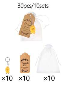 Bộ quà tặng móc khóa hình vịt vàng hoạt hình 30 món - Bao gồm 10 móc khóa, 10 túi vải organza và 10 thiệp. Bộ quà tặng đáng yêu này gồm những móc khóa hình vịt vàng hoạt hình đi kèm với những tấm thiệp cùng màu, là lựa chọn lý tưởng để trang trí ba lô hoặc làm quà tặng trong các bữa tiệc. - Một kích cỡ phù hợp cho tất cả - Xem 11