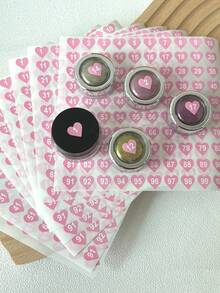 1PC Pink Heart Nail Polish Gel Number Storage Label 1-100 Storage Box Number Sticker Oil-Proof - Pink - View 1