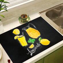 1 pieza Alfombrilla absorbente para secar platos con estampado de limón, Alfombrilla absorbente para encimera de máquina de espresso, Alfombrilla absorbente para fregadero, Alfombrilla absorbente suave para grifo, Alfombrilla absorbente para taza de fregadero, Accesorios para cocina y baño - Multicolor - Ver 8