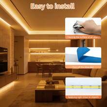 LITSHOW Punktloser COB LED Lichtstreifen, USB-betrieben Unterbauleuchte mit integriertem Schalter, flexibler nahtloser LED Streifen, geeignet für Küchenschränke, Schreibtische, Kleiderschränke, Schminkspiegel, selbstklebend (Warmweiß/Kaltweiß) - Druckknopfschalter - Übersicht 6