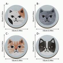 4pcs Cat Theme Wooden Coaster Set, Multiple Styles Available, Sophisticated Artistic Color Design, Exquisite And Elegant Shape, Creates Cozy Atmosphere, Serves As Decorative Piece And Gift Option. Suitable For Kitchen, Dining Room, Cafe, Living Room, Bedroom, Holiday Parties, Indoor And Outdoor Scenes - Multicolor - View 10