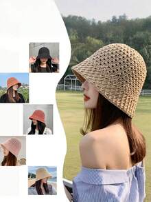 1pc Breathable Mesh Sun Hat For Women, Foldable UV Protection Bucket Hat For Spring/Summer, Suitable For Outdoor Activities, Beach Vacation, Back To School Season - A - View 10