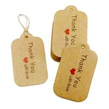 100 pezzi + 20 metri di corda di canapa 3x5cm, confezione regalo fatta a mano per ringraziare, cartellino appendibile, cartellino per prodotti da forno - Biglietto di ringraziamento fatto a mano per confezionare i regali - Visualizzare 35