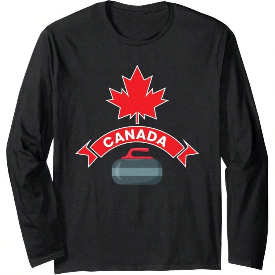 Red White Winter Sports Long Sleeve - Shirt - Adult Unisex Black - View 1