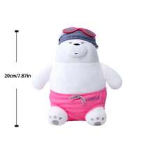 WE BARE BEARS 原創毛絨玩偶 夏季世界盃運動足球與游泳熊娃娃 可愛熊貓 北極熊 灰熊 柔軟填充動物玩偶 生日兒童節禮物 - 彩色 - 查看 9