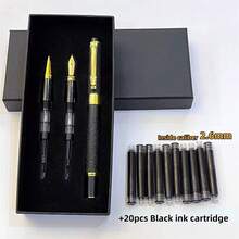 Bộ quà tặng 3 bút máy vòi kim loại - Ba cỡ ngòi 0.38mm/0.5mm/1.0mm, kèm 20 túi mực đen thay thế, viết trơn tru không bị ngắt quãng, mực ra đều, thích hợp cho văn phòng, học tập và các dịp kinh doanh, một món quà tuyệt vời. - Bộ - Xem 5