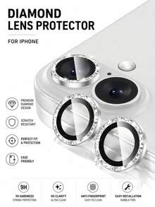 3Pcs Glitter Camera Lens Protector For IPhone 17 Pro Max, Cute Girly Metal Lens Cover, Shiny Separate Ring Design, 9H Tempered Glass Camera Protection, Anti-Scratch HD Lens Film, Silver - Silver - View 2