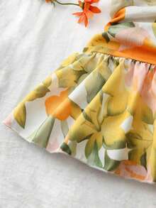 Vestido de vacaciones sin mangas con cuello en V profundo, estampado floral y drapeado - Multicolor 2 - Ver 10