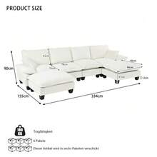 Modular Corner Sofa, U-Shaped Cloud Sofa With Sailboat Design, 6-Seater Sofa In Comfortable Chenille Fabric With Removable Ottomans For Living Rooms And Apartments, Black - Black - View 3