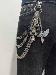 1pc Fashion Gothic Cross Pendant Multi-Layer Metal Chain Pants Chain, Men's And Women's Daily Holiday Party Wear Accessory Chain - Multicolor - View 1