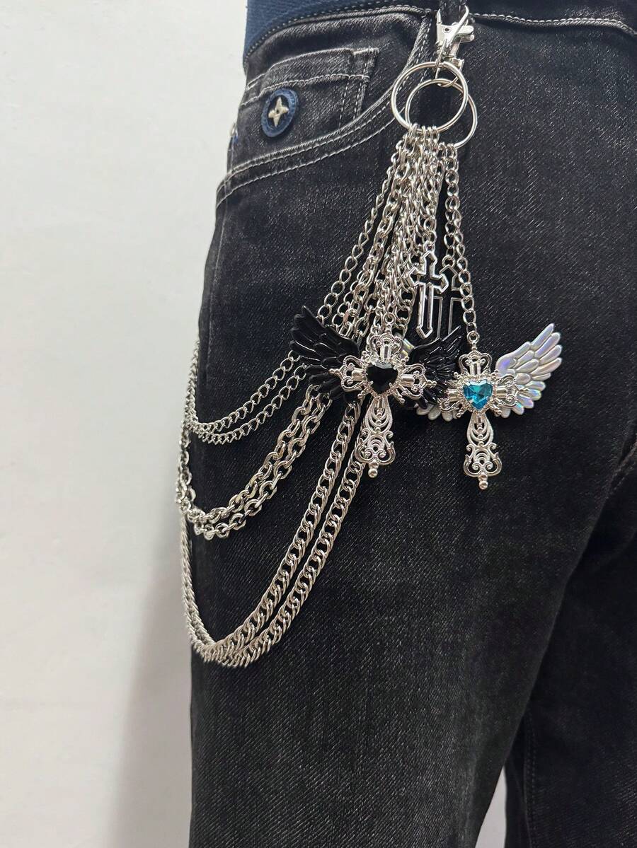 1pc Fashion Gothic Cross Pendant Multi-Layer Metal Chain Pants Chain, Men's And Women's Daily Holiday Party Wear Accessory Chain - Multicolor - View 1