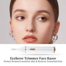 Conduroma Women's Rechargeable Multi-Function Eyebrow Trimmer, Facial Hair Remover, Suitable For Eyebrows, Chin, Upper Lip, Neck And Sideburns, USB Powered, Includes 1 Guide Comb And Cleaning Brush, Ideal Gift - White - View 7