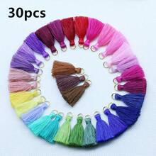 30/50/100pcs 3.5cm Multi-Color Mini Tassel With Metal Ring, Small Handmade Tassel Earrings, Jewelry Making, Keychain, Bag Pendant DIY Accessories - Small Cotton Tassels With Loops - View 13