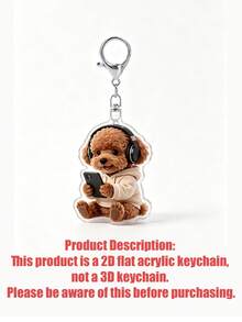 Móc khóa hình gấu 2D dễ thương đang dùng điện thoại và đeo tai nghe, móc khóa hình chó cưng dễ thương, móc khóa hình cốc trà sữa trân châu, thích hợp cho các cặp đôi, người nuôi thú cưng, móc khóa trang trí thiết kế acrylic độc đáo, bền và nhẹ, có thể dùng cho chìa khóa xe, chìa khóa điện thoại, ba lô và ví, có thể dùng làm quà sinh nhật, móc khóa cho cặp đôi yêu thú cưng, mặt dây chuyền chìa khóa xe. - Nhiều màu - Xem 12