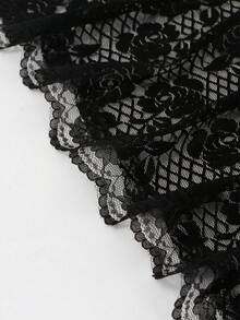 1件女款玫瑰刺繡半圓形披肩，一件式半圓形花卉刺繡披肩配波浪蕾絲邊，洋裝外搭披肩，適合日常通勤，四季皆宜 - 彩色 - 查看 8