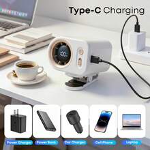 Miniso Ventilador de clip portátil de alta velocidad Meisu, batería de 3000mAh, carga rápida USB-C, motor de hasta 20,000 RPM, pantalla de visualización inteligente, ajustable 360°, adecuado para oficina, hogar, exterior, diseño multifuncional, ventilador de mano/escritorio/clip de cintura - Blanco - Ver 8