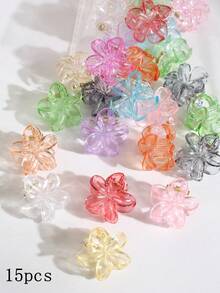 15/20/30pcs Mini Flower Shaped Hair Claw Clips, Transparent Color Series, Small Size Hair Clips For Braiding, Flyaway And Bangs - Multicolor - View 8