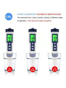 Comprobador Digital 5 En 1 De Ph ec tds temp. salinidad Medidor de Calidad del Agua Probador de Medidor PH EC Temperatura TDS Salinidad - como en la imagen - Ver 3