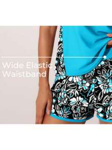 Women Two-Piece Swimsuit Set, Summer Beach Festival Vacation Travel Elegant Solid Bikini Swimwear Casual Beachwear Summer Outfits For Woman Tankinis - 藍色 - 查看 3