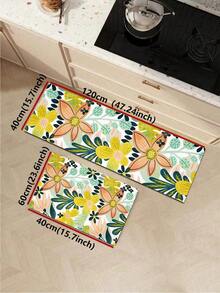1/2pcs Bohemian Floral Kitchen Mat Set, Modern Farmhouse Style Floral Kitchen Rugs And Mats, Non-Slip Washable, Spring/Summer Bohemian Kitchen Runner Rugs, Rubber Backing - Multicolor - View 11