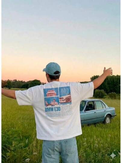 Retro BMW E30 M3 T-Shirt, Vintage 90er Racing Grafik-T-Shirt, Gods Chariot S14 Motor Kunst, Premium Schwergewicht Streetwear, Ultimatives Geschenk für Autoliebhaber, Kleidung T-Shirts für Männer und Frauen, Sommerkleidung, Sommer-Oberteile, Übergrößen S-3XL