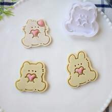 2 Buah Set Cetakan Kue Bentuk Hati Kawaii, Kelinci, Beruang, dan Kucing untuk Hari Valentine & Acara Memanggang Bersama Orang Tua dan Anak - View 8