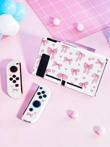 2025款Switch游戏机配件，粉色蝴蝶结爱心图案，兼容Switch NS/Switch OLED保护壳及收纳袋，送给Switch玩家的最佳礼物，情人节浪漫礼物 - 彩色 - 查看 10