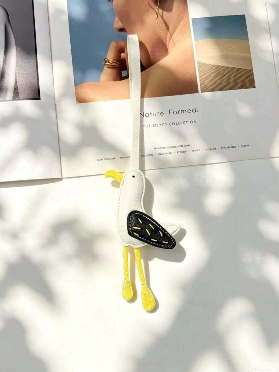 1pc Cute Seagull Pendant, PU Leather Material, Colorful Design, Suitable For Various Bag Charms, Car Keychain Accessories, Ideal Gift Jewelry - Multicolor - View 1