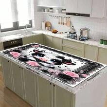 1pc Cutlery Drying Mat, Coffee Machine Pad, Big-Eyed Cute Cow & Lace Rose Pattern, High Absorbent Draining Mat For Dining Table, Coffee Bar, Kitchen Counter, Multipurpose Drainage Pad, Home Gift, Tabletop Decor - XYLSD-444 - View 8