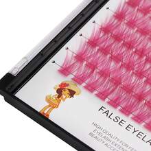 Vayator Wide Stem With Various Colored False Eyelashes D Curl Eyelash String 10-20mm Choose Professional Makeup Personal Eyelash String Grafted Eyelash Extension Cluster(Rose Red-10-12-14-16mm Mixed) - ColorMM - View 3