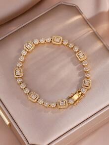 rakol 1 chiếc vòng tay tennis Cubic Zirconia sáng bóng màu bạc, thiết kế mỏng phù hợp cho phụ nữ đeo hàng ngày - Vòng đeo tay - Xem 4