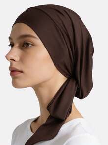 1pc Women's Elastic Ribbon Headscarf Hat, Head Wrap, Muslim Underscarf, Hair Protection Cap Suitable For Daily Use - Multicolor - View 1