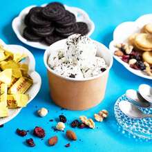 10/20/50pcs Brown Paper Ice Cream Cups With White Rim, Brown Paper Bowls, Top Diameter 3.5", Bottom Diameter 2.95", Height 2.4", Suitable For Ice Cream, Yogurt, Dessert, Party, Picnic, Family Gathering, Holiday, Event Container, Unisex - True Colors - View 4