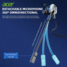 ACER OHR579 Gaming In‑Ear Wired Headphones, Detachable Folding Microphone, Type‑C & 3.5mm Dual Connectors, Surround Sound For Game Footsteps, Effective Noise Reduction, Built‑In EQ Settings, Low Latency Gaming Earbuds - View 6