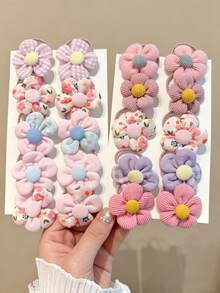 30/20pcs Girls Floral Hair Ties, Cute Floral Plaid Print Elastic Hairbands, Sweet Fabric Hair Ropes, Soft Daily Hair Accessories - Multicolor - View 1