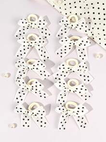 10pcs Cute Polka Dot Bow Hair Ties For Girls Exquisite Small Bow Hair Bands Girls Foft Elastic Ponytail Holders Fairy Style Polka Dot Rubber Bands Girls Daily Headpiece Teens Hair Accessories - Multicolor - View 1