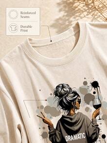 Women's Spring And Summer Printed White T-Shirt With Slogan From The Korean Drama "My Treatment", Stylish And Decent Theme Park Travel Clothes, Ideal For Travel And Tourism, Fashionable Short-Sleeved Round Neck Top. - 杏色 - 查看 7