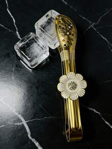 3 Gaya Penjepit Makanan & Es Stainless Steel Berlapis Emas, Penjepit Sajian Mewah dengan Dekorasi Berlian Imitasi & Mutiara, Penjepit Bunga Daisy/Kupu-kupu/Hati yang Elegan untuk Makanan Penutup, Roti, Pesta Teh, Prasmanan, Bar & Dapur Rumah - Emas - View 9