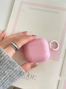 Retro Blue & Brown Contrast Color Protective Case Compatible With Airpods 4th Gen, Pro, 3, 2, Soft Bluetooth Earphone Cover With Niche High-End Feeling - Baby Pink - View 2