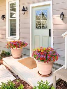 20pcs Artificial Flowers, Faux Plants Suitable For Indoor And Outdoor Gardens, Porches, Windowsills, Home, Weddings, Country Style, UV Resistant Plastic Flowers, Realistic Greenery Decor, Hanging Baskets, Kitchen Home Vase Decoration - Multicolor - View 5