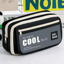 1pc So Cool Pencil Case Pen Bag Flip Front Pocket Multi Mesh Storage Pouch For Stationery School Student, Back To School, First Day Of School - Multicolor - View 11