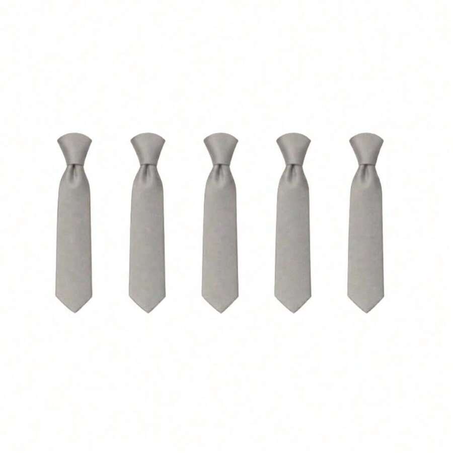 Set Of 5 Light Gray Formal Ties For Groomsmen, Weddings, Events, And Conferences - Light Grey - View 1